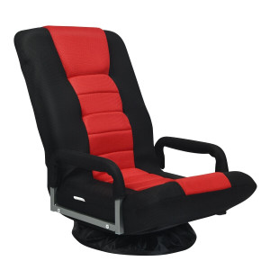 360-Degree Swivel Gaming Floor Chair with Foldable Adjustable Backrest-Red - Color: Red D681-HW65937RE