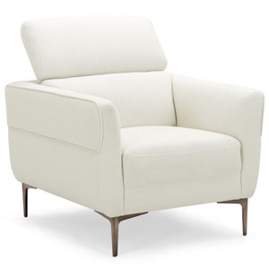 Modern Upholstered Single Sofa with Adjustable Headrest and Stable Metal Legs-White - Color: White D681-HV10184WL-22WH