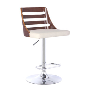 24" Cream And Silver Faux Leather And Iron Low Back Adjustable Height Bar Chair N270-477246