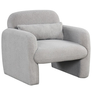 Modern Accent Chair with Waist Pillow and Armrests for Living Room Bedroom-Gray - Color: Gray D681-HV10688GR