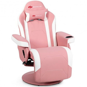 Ergonomic High Back Massage Gaming Chair with Pillow-Pink - Color: Pink D681-HW63196PI