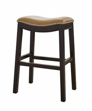 26" Tan and Espresso Solid Wood Backless Bar Height Bar Chair N270-384136