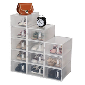 Shoe Storage Boxes 12 Pack Clear Plastic Stackable - White T575-S0671299706
