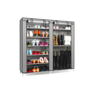 Double Rows 9 Lattices Combination Style Shoe Cabinet Gray T575-S0671296471