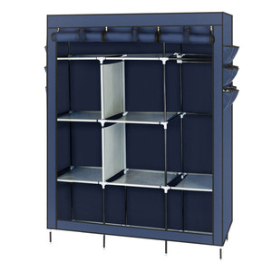69" High-leg Non-woven Fabric Assembled Cloth Wardrobe Dark Blue T575-S0671277046