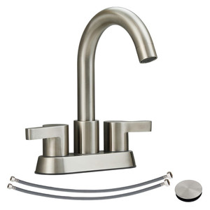 Bathroom Faucet 2 Handle Centerset Bathroom Sink Faucet with Pop Up Drain Assembly, 4 Inches Bathro T575-S0671276293