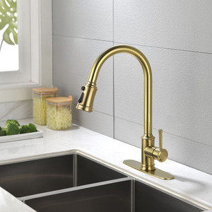 Single Handle High Arc Pull Out Kitchen Faucet,Single Level Stainless Steel Kitchen Sink Faucets wi T575-S0671296302