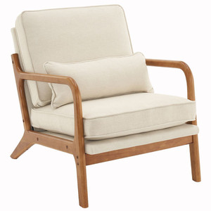 Oak Armrest Oak Upholstered Single Lounge Chair Indoor Lounge Chair Off-White T575-S0671287615