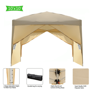 3 x 3m Two Doors & Two Windows Practical Waterproof Right-Angle Folding Tent Khaki T575-S0671379513