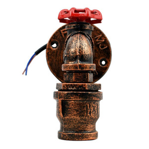 Rustic Red Wall Lights Industrial Metal Water Pipe Wall Lamp~1583 T575-V0671388240