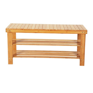 90cm Strip Pattern 3 Tiers Bamboo Stool Shoe Rack Wood Color T575-S0671281673
