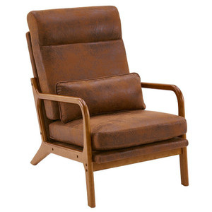 High Back Solid Wood Armrest Backrest Iron Frame Bronzing Cloth Indoor Leisure Chair Orange T575-S0671293083