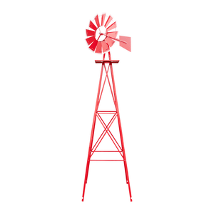 8FT Weather Resistant Yard Garden Windmill Red T575-S0671290075