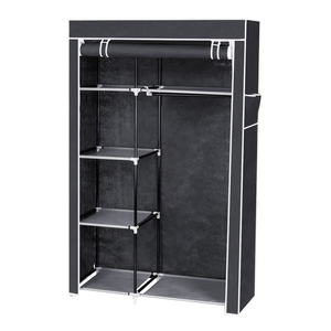 64" Portable Closet Storage Organizer Wardrobe Clothes Rack with Shelves Gray T575-S0671294064