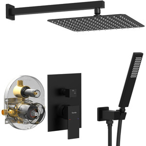 Male NPT Matte Black Shower System, Shower Faucet Set for Bathroom Shower Fixtures with 12 Inch Rai T575-S0671434174