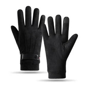 Color: WHITE - Men's Winter r?µ?‡?°?‚ Suede Warm Split Military Finger Gloves Outdoor Riding Ski Fi F640-12000044608272742