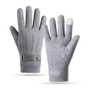 Color: black - Men's Winter r?µ?‡?°?‚ Suede Warm Split Military Finger Gloves Outdoor Riding Ski Fi F640-12000044608272743