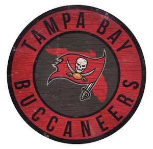 Tampa Bay Buccaneers Sign Wood 12 Inch Round State Design Z157-7846020233