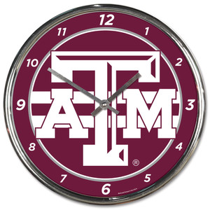 Texas A&M Aggies Round Chrome Wall Clock Z157-1094328000