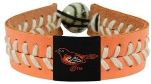 Baltimore Orioles Bracelet Team Color Baseball Peach Leather White Thread CO Z157-4421404391