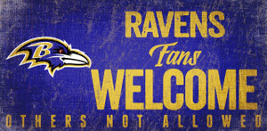 Baltimore Ravens Wood Sign Fans Welcome 12x6 Z157-7846015253