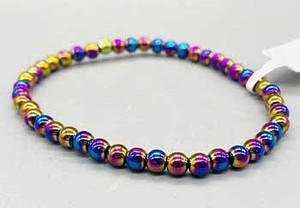 4mm Hematite, Rainbow bracelet H558-JB4HEMR