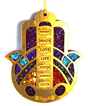 6" Hamsa Hand W Crystals H558-FHAMH