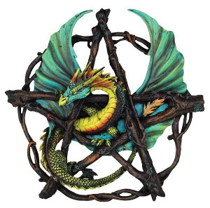Forest Pentagram Dragon Wall Plaque 13" H558-SP084