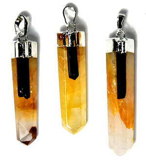 Golden Qtz w tourmaline pendant H558-JPGQT