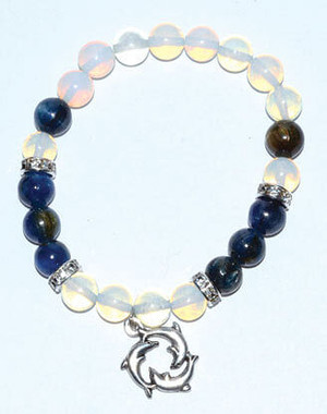 8mm Opalite/ Kyanite with Dolphins H558-JB8OPAD