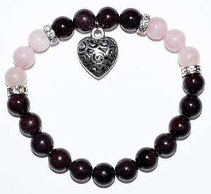 8mm Garnet/ Rose Quartz with Heart H558-JB8GARH