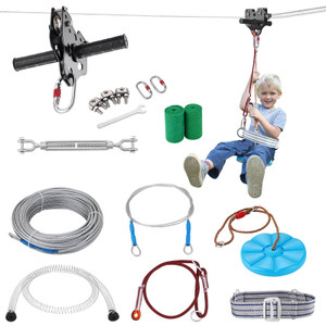 Zipline Kit for Kids and Adult, 60 ft Zip Line Kits Up to 500 lb, Backyard Outdoor Quick Setup Zipl E415-BXGHSTJ60YCBT03HLV0