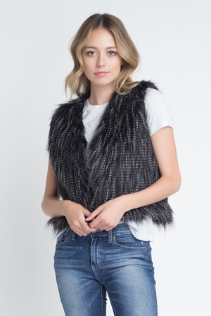 Women's Faux Fur Sleeveless Vest T396-MMV1125422463-BLK-S