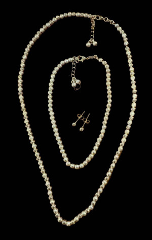 Color: ROSEGOLD - Minimalist's Delight Tiny Dot Studs Bracelet And Necklace Set in Silver RoseGold  K290-50696381792529