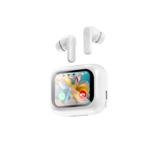 Color: WHITE - Twin Sound Ultra Earphones With Visual Touch Screen K290-50419550519569