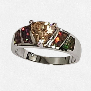 Color: CHAMPAGNE RED,Size: Ring Size - 8 - Opal Love Silver Rings With CZ In 5 Colors K290-51525530419473