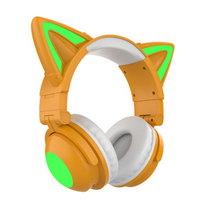 Wireless Cat Ear Headset Noise Canceling Longer Playtime Lighting Headphones over Ear Folding Headp K484-PEL_0R6CEU1A