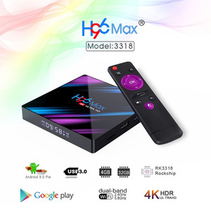 H96 max 3318 Quad-Core 2+16G/4+32G Android 9.0 HD Smart Network Media Player TV Box US plug K484-PEL_07B8PMPO