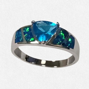 Color: LITE BLUE,Size: Ring Size - 7 - Opal Love Silver Rings With CZ In 5 Colors K290-51525530059025