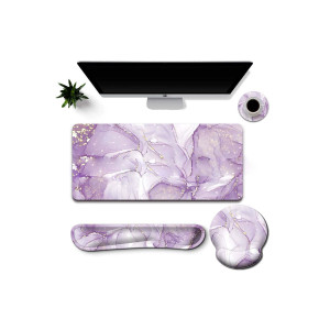 Color: PURPLE SWIRLS - Work And Play 4 In 1 Matching Quartz Swirl Print With Golden Veining Desk Set K290-51245664469265