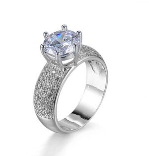 Size: 10 - Fascination Ring With Facetted CZ And Pave Band K290-45531527512337