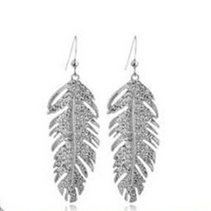 Color: Silver - Divine Earrings With Diamonds And Feathers K290-50000582770961