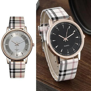Color: Tan-White - Londonite Watch With Plaid Band Time To Be Playful K290-26036419088