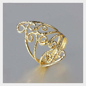 Color: Gold,Size: 7 - Swirl & Twirl - The 18kt Gold Plated Fine Filigree Ring K290-1251145436
