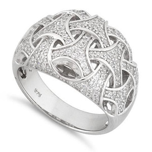 Ring Size: 6 - Commitment Ring Woven Style CZs On Platinum Plating K290-25233198224