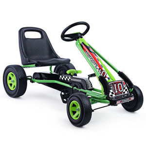 4 Wheels Kids Ride On Pedal Powered Bike Go Kart Racer Car Outdoor Play Toy-Green - Color: Green D681-TY283250GN