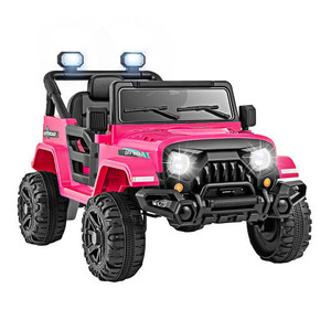 12V Kids Ride on Truck Car with Remote Control Threaded Wheels and 3 Speeds-Pink - Color: Pink D681-TQ10303US-MH