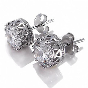 CROWN JEWELS Australian Crystal Stud Earrings In Sterling Silver And Gold Overlay                   F369-435790900