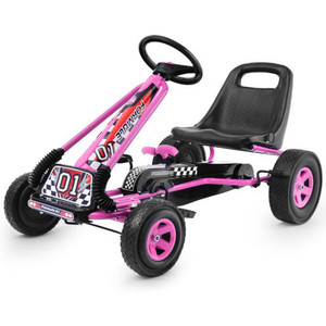 4 Wheels Kids Ride On Pedal Powered Bike Go Kart Racer Car Outdoor Play Toy-Pink - Color: Pink D681-TY283250PI