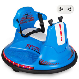 12V Kids Ride On Bumper Car with Remote Control Lights and Music-Blue - Color: Blue D681-TQ10082US-BL